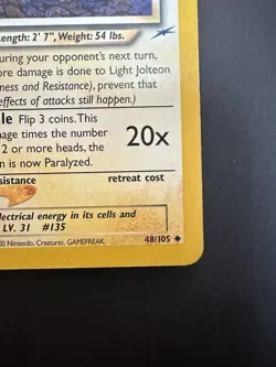 Light Jolteon 48/105 Neo Destiny Pokemon TCG WoTC Vintage Moderately Played - Image 4