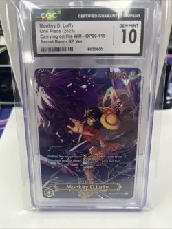 Monkey D. Luffy OP09-119 SEC SP ENG ONE PIECE OP13 Carrying on His Will CGC 10 - Image 1