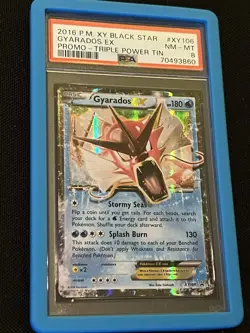 Gyarados EX XY106 Black Star PSA Grade 8 Pokemon Triple Power Tin Promo & Guard - Image 1