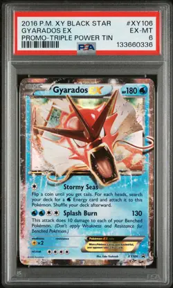 2016 POKEMON XY BLACK STAR PROMO TRIPLE POWER TIN #XY106 GYARADOS EX PSA 6 - Image 1