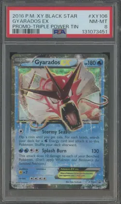2016 Pokemon XY Black Star Promo Triple Power Tin #XY106 Gyarados Ex PSA 8 NM-MT - Image 1