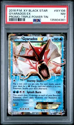 2016 POKEMON XY BLACK STAR PROMO TRIPLE POWER TIN #XY106 GYARADOS EX PSA 7 - Image 1