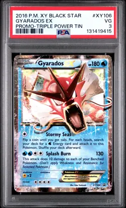2016 POKEMON XY BLACK STAR PROMO TRIPLE POWER TIN #XY106 GYARADOS EX PSA 3 - Image 1