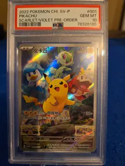2022 Pokemon Chinese SV Promo - Scarlet & Violet PRE-ORDER #001 PIKACHU PSA 10 - Image 1
