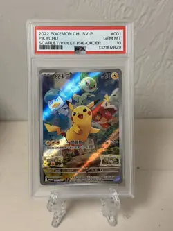 2022 POKEMON CHINESE SV PROMO SCARLET & VIOLET PRE-ORDER #001 PIKACHU PSA 10 - Image 1