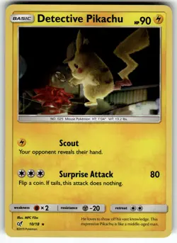 Detective Pikachu 10/18 Detective Pikachu LP Pokemon Card TCG - Image 1