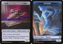 MTG Zendikar Rising *FOIL* Double-Sided Token - Goblin Construct / Illusion - Image 1