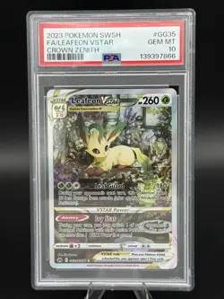 2023 POKEMON SWORD & SHIELD CROWN ZENITH #GG35 FULL ART/LEAFEON VSTAR PSA 10 - Image 1