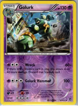 Golurk 43/111 Reverse Holo XY - Furious Fists - Pokemon Card - NM - Image 1