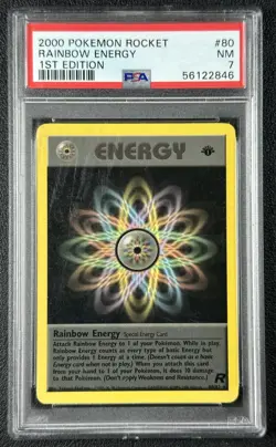 RAINBOW ENERGY PSA 7 2000 POKEMON TEAM ROCKET #80/82 FIRST 1ST EDITION 846 - Image 1