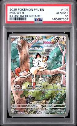 2025 POKEMON PFL EN-PHANTASMAL FLAMES ILLUSTRATION RARE #106 MEOWTH PSA 10 - Image 1