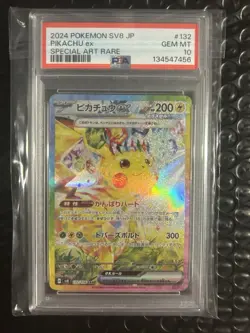 Pokemon TCG Pikachu ex Special Art Rare Holo 132/106 Sv8 Japanese PSA 10 - Image 1