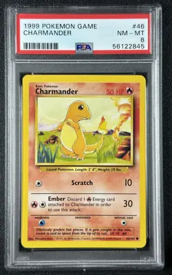 CHARMANDER PSA 8 1999 POKEMON GAME #46/102 NM-MT 845 - Image 1