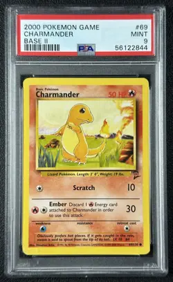 CHARMANDER PSA 9 2000 POKEMON GAME #69/130 BASE II 844 - Image 1