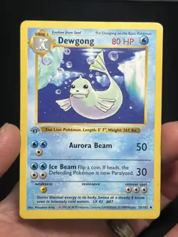 Pokemon TCG Dewgong 025/102 Base Set (Shadowless) 1st Edition - Image 1