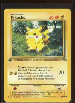 Pikachu Common 60/64 LP/Pl 1st Edition Jungle Pokemon - Image 1