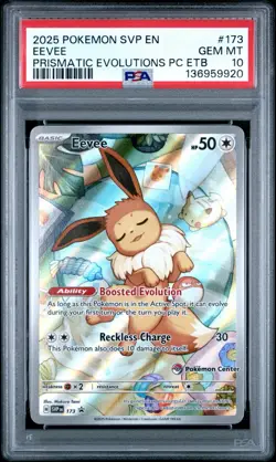 2025 POKEMON SVP EN-SV BLK STAR PROMO 173 EEVEE PRISMATIC EVOLUTIO PC ETB PSA 10 - Image 1