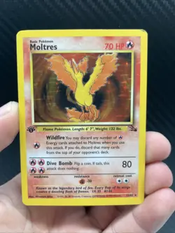 1999 Pokemon Fossil Moltres Holo 1st Edition #12/62 - Image 1