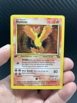 1999 Pokemon Fossil Moltres Holo 1st Edition #12/62 - Image 2
