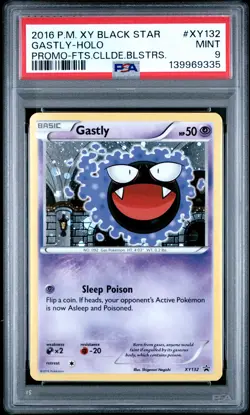 2016 POKEMON XY BLACK STAR PROMO FATES COLLIDE BLISTERS #XY132 GASTLY-HOLO PSA 9 - Image 1