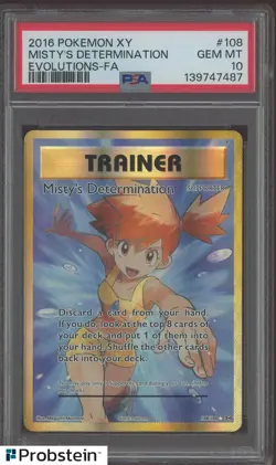 2016 Pokemon XY Evolutions #108 Misty's Determination PSA 10 GEM MINT - Image 1
