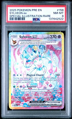 2025 POKEMON PRE EN-PRISMATIC EVOLUTIONS #156 SYLVEON EX PSA 8 - Image 1