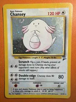 Pokemon TCG Chansey Vintage Base Set 2 3/130 With SWIRL MP/HP - Image 1
