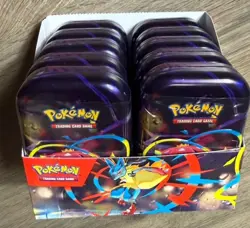 10 Sealed Mini Tins Pokemon TCG Mega Evolution W/ Display Box - Image 1