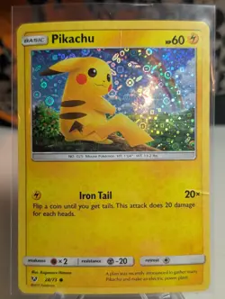 Pikachu 28/73 Sequin Holo General Mills Pokemon Card Shining Legends LP - Image 1