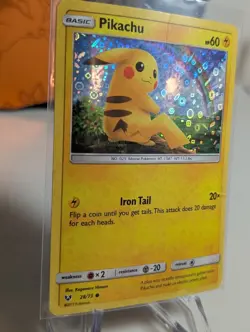 Pikachu 28/73 Sequin Holo General Mills Pokemon Card Shining Legends LP - Image 2