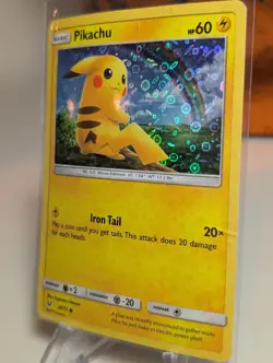 Pikachu 28/73 Sequin Holo General Mills Pokemon Card Shining Legends LP - Image 3