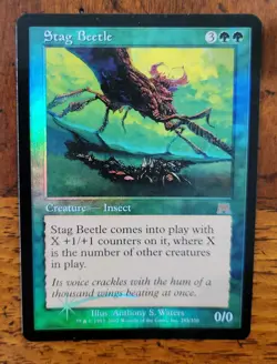 FOIL Stag Beetle x1 MTG Onslaught Magic Heavy Play HP English - Image 1