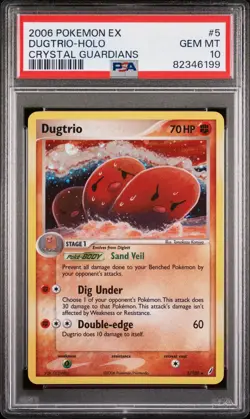 Pokemon 2006 Dugtrio Holo 5 EX Crystal Guardians PSA 10 Art By Tomokazu Komiya - Image 1