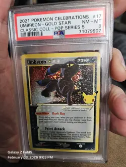 2021 Pokemon Celebrations Classic Collection #17 Umbreon Gold Star PSA 8 - Image 2