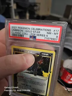 2021 Pokemon Celebrations Classic Collection #17 Umbreon Gold Star PSA 8 - Image 3