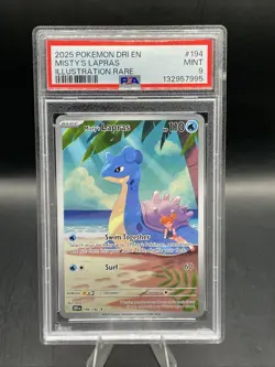 2025 POKEMON DRI EN-DESTINED RIVALS ILLUSTRATION RARE #194 MISTY'S LAPRAS PSA 9 - Image 1