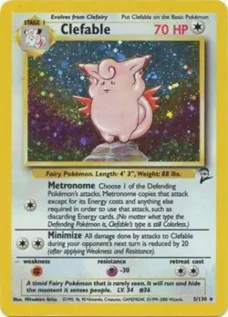 Moderately Played Clefable - 5/130 - Holo Rare - Unlimited Edition Pokemon Base - Image 1