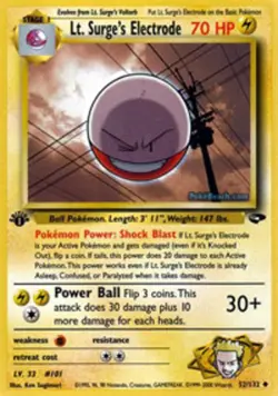 Lightly Played Lt. Surge's Electrode - 52/132 - Uncommon - 1st Edition Pokemon G - Image 1