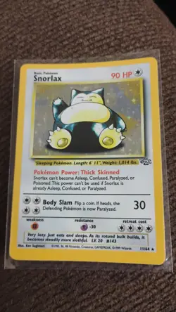 Pokemon TCG Snorlax Holo Rare Card 11/64 Jungle Unlimited LP/NM Condition - Image 1