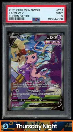 2021 POKEMON SWSH FUSION STRIKE #251/264 MEW V FULL ART ULTRA RARE PSA 9 MINT - Image 1