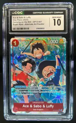2025 One Piece Ace & Sabo & Luffy Super Rare Alternate Art #OP13-007 CGC 10 - Image 1