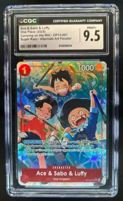 2025 One Piece Ace & Sabo & Luffy Super Rare Alternate Art #OP13-007 CGC 9.5 - Image 1