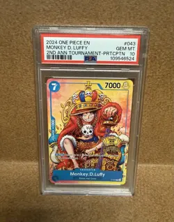 2024 ONE PIECE PROMOS 2ND ANNIV TOURNAMENT-PARTICIPATION MONKEY D. LUFFY PSA 10 - Image 1