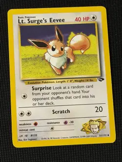 Pokemon TCG Card Lt. Surge's Eevee 51/132 Gym Challenge Unlimited Non-Holo Rare - Image 1