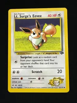 Lt. Surge’s Eevee #51/132 - Pokemon TCG - Gym Challenge - Uncommon - LP - Image 1