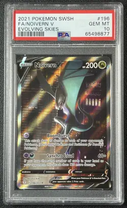 NOIVERN V PSA 10 2021 POKEMON SWORD & SHIELD EVOLVING SKIES #196/203 FULL ART FA - Image 1
