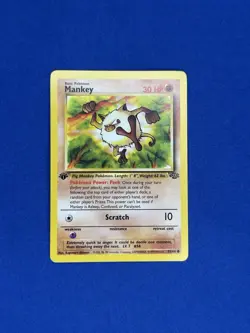 👊 NM MANKEY 1ST EDITION - 55/64 WotC Pokemon TCG Jungle Set - Image 1