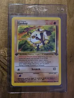 Mankey 1st Edition NEAR MINT - 55/64 Jungle Set - Pokemon TCG 1999 WOTC Vintage - Image 1