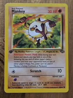 Mankey 1st Edition NEAR MINT - 55/64 Jungle Set - Pokemon TCG 1999 WOTC Vintage - Image 2