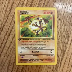 1st Edition Pokemon TCG #56 Mankey Jungle Set Regular Common 55/64 NM - Image 1